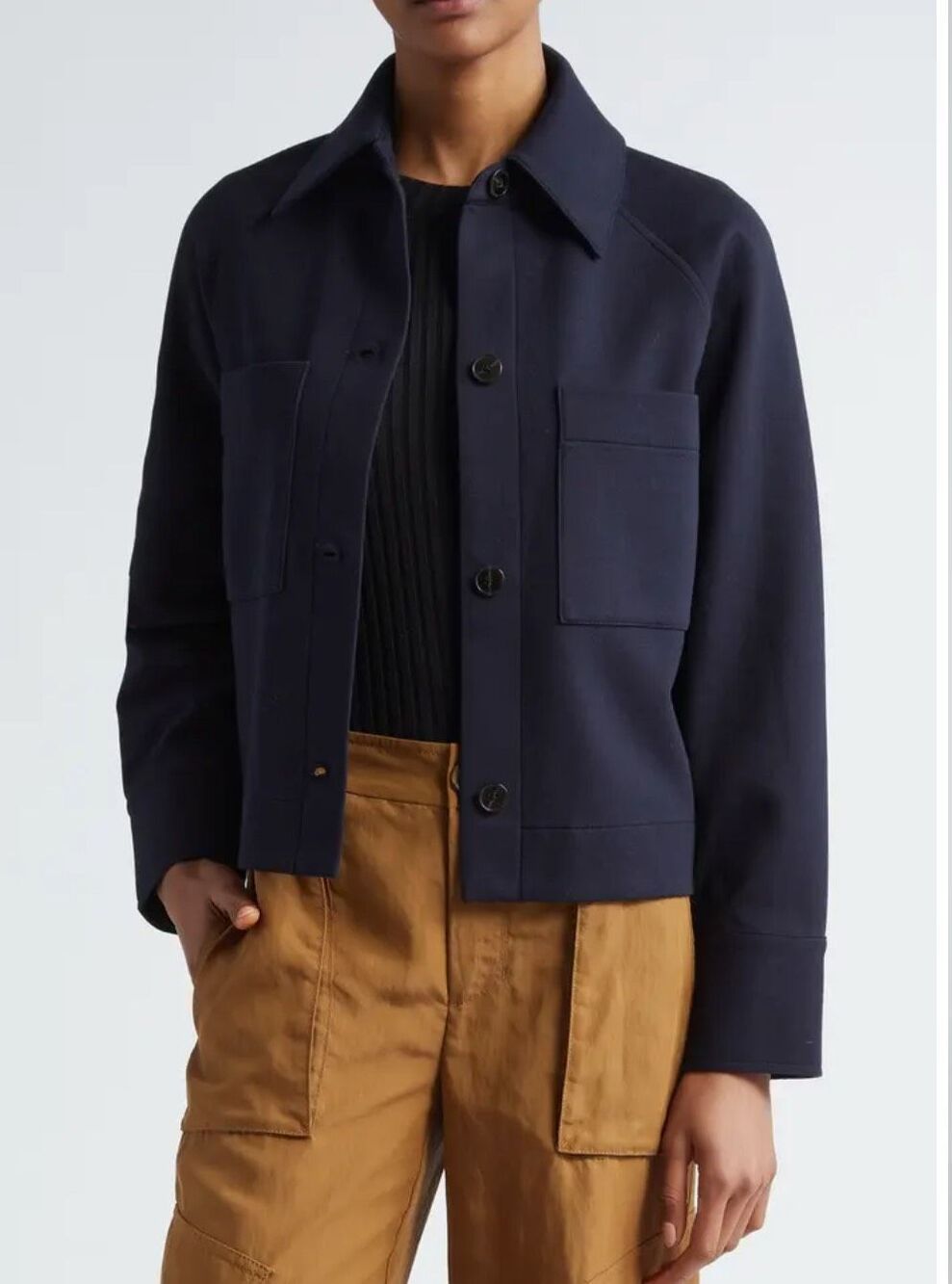VINCE $345 Cotton Blend ponte Chore Jacket Coastal Blue Women’s XXS NEW